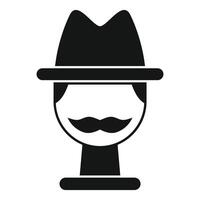 Man wearing hat and mustache simple icon logo vector