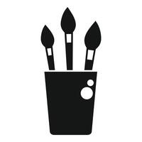 Three paint brushes standing in a jar for artists studio or creative workplace vector