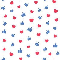 seamless pattern of irregular collection of like icons and heart icons vector