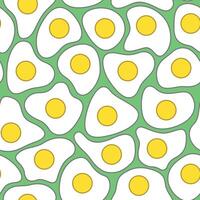 seamless pattern of a collection of eggs in outline design style on a green background vector