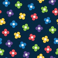 simple seamless pattern of colorful flowers on dark background vector