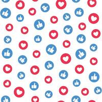 Seamless pattern of irregular collection of like icons and heart icons inside circles vector