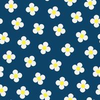 Simple seamless pattern of white flowers on a dark background vector