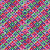 Seamless pattern of colorful heart shapes with white outline vector