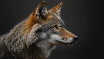A wolf is looking to the side photo