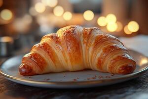 A croissant on a plate photo