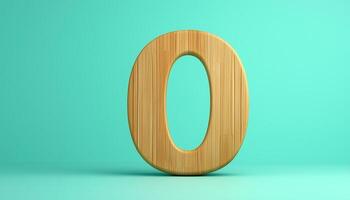 Shape number 0 made from pieces wooden textured in pastel background photo