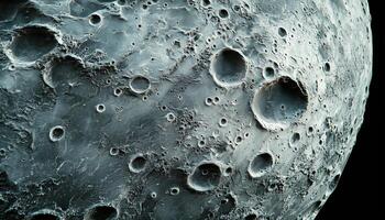 Moon satellite planet closeup macro extreme photo surface detail dark background