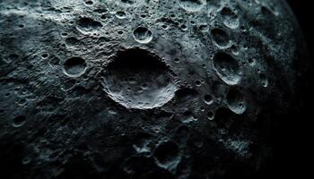 Moon satellite planet closeup macro extreme photo surface detail dark background