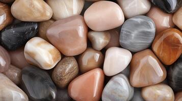Abstract pattern brown gravel stones smooth glossy texture marble polished photo