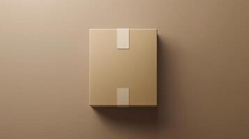 Brown square container mockup carton box package brown background photo