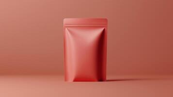 Mockup zipper pouch pink carton standing product packaging on soft background photo