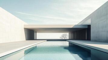 White modern contemporary architecture minimalist geometric construction building with sky photo