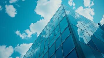 Wall of the building modern architecture futuristic structure with blue sky photo
