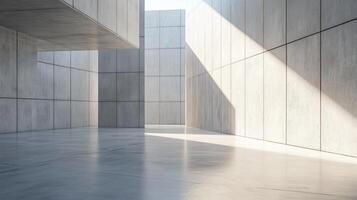 Grey cement wall geometric modern texture concrete architecture with shadow light photo