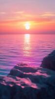 Edge rock cliff in mountain with sunset sky and cloud vertical story nature background photo