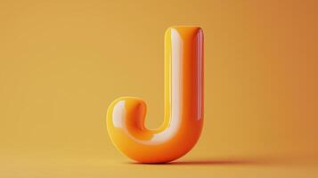 Letter J font orange frame uppercase for children toy learning on solid background photo