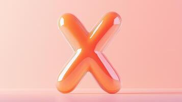 Letter X font orange frame uppercase for children toy learning on solid background photo