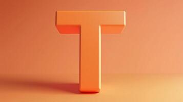 Letter T font orange frame uppercase for children toy learning on solid background photo