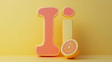 Letter I font orange frame uppercase for children toy learning on solid background photo