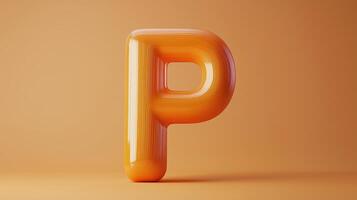 Letter P font orange frame uppercase for children toy learning on solid background photo