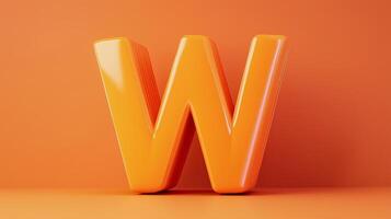 Letter W font orange frame uppercase for children toy learning on solid background photo