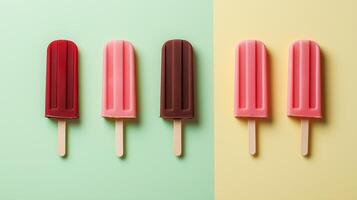 Chocolate and strawberry pop sickle fruit flavor for sugar cold snack in summer day homemade photo