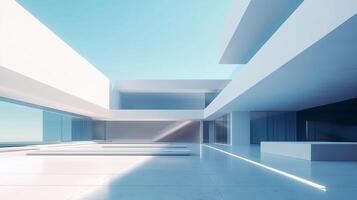 Modern building office exterior blue glass architecture perspective view photo