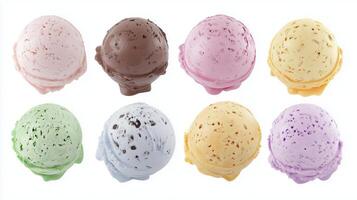 Assorted ice cream scoop colorful fruity flavor pattern photo