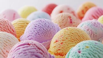 Assorted ice cream scoop colorful fruity flavor pattern photo