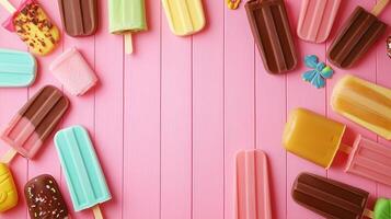 Ice cream pop sickle stick fresh cold snack in summertime copy space photo