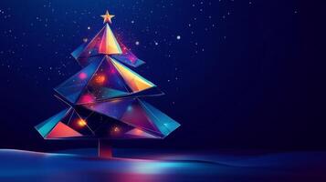 Abstract Geometric Christmas Tree with Star and Ornaments photo