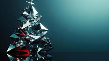 Abstract Metallic Christmas Tree with Red Accents photo