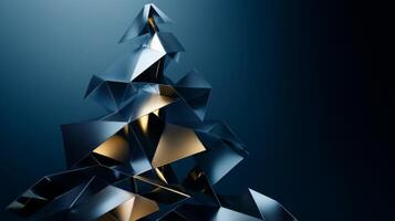 Abstract Metallic Structure with Geometric Shapes and Golden Highlights photo