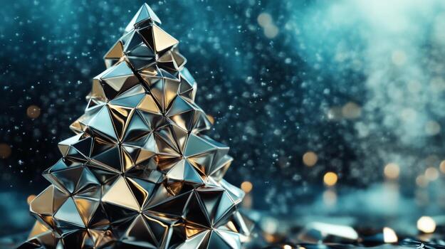 resumen metálico Navidad árbol con nevada foto