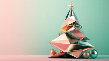 Abstract Geometric Christmas Tree with Ornaments photo
