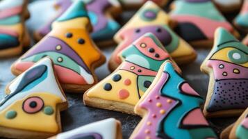 Colorful Geometrically Decorated Sugar Cookies photo