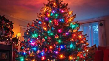 A Decorated Christmas Tree With Ornaments and Lights photo