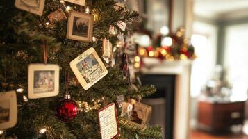Christmas Tree Decorated with Vintage Ornaments and Handwritten Notes photo