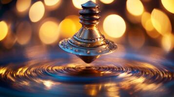 A Spinning Golden Top Creates a Whirl of Light and Color photo