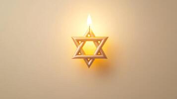 A Lit Candle Shaped Like a Star of David photo