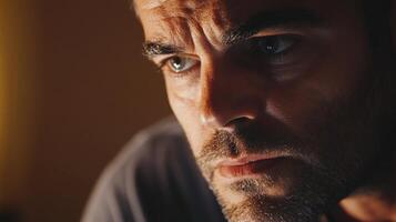 Close-up Portrait of a Man with a Stubble Beard photo