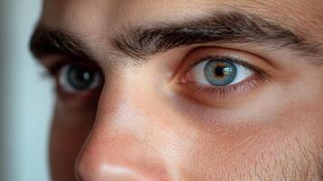 Close-up of a Man's Blue Eye and Part of His Nose photo
