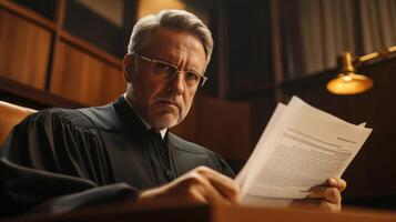 A Judge Reviews a Document in His Chambers photo