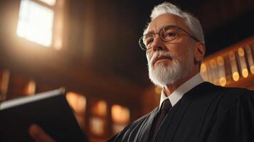 Portrait of a Serious-Looking Man in a Judicial Robe photo