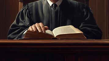 A Judge in Black Robes Reading a Book photo