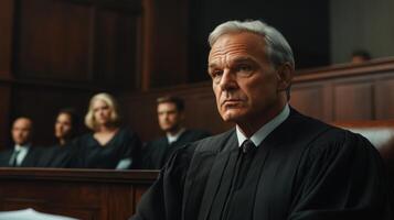 Judge Presiding Over Courtroom With Attentive Expression photo
