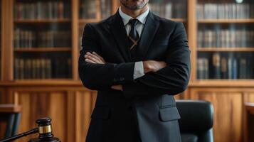 Lawyer with Crossed Arms in a Law Office photo