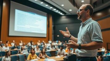 Speaker Addressing Audience in a Classroom Setting photo