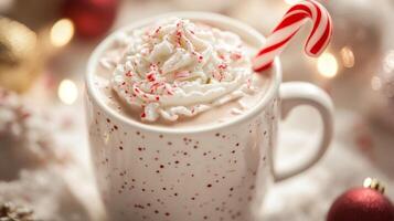 Peppermint Mocha with Whipped Cream and Candy Cane photo